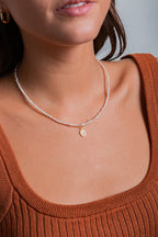 Collar Virgen Perla con medalla circones y perlas de río