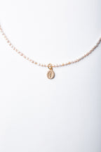 Collar Virgen Perla con medalla circones y perlas de río